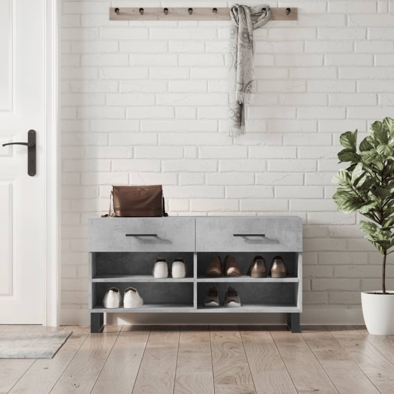 vidaXL Schuhbank Betongrau 102x35x55 cm Holzwerkstoff vidaXL Schuhbank Betongrau 102x35x55 cm Holzwerkstoff