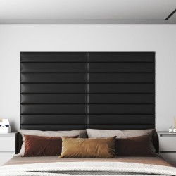 Wandpaneele 12 Stk. Schwarz 90x15 cm Kunstleder 1,62 m²