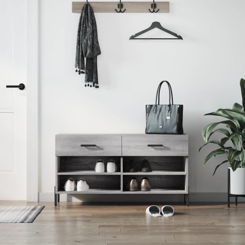 vidaXL Schuhbank Grau Sonoma 102x35x55 cm Holzwerkstoff vidaXL Schuhbank Grau Sonoma 102x35x55 cm Holzwerkstoff
