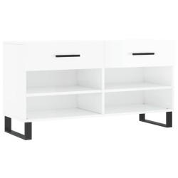 vidaXL Schuhbank Hochglanz-Weiß 102x35x55 cm Holzwerkstoff