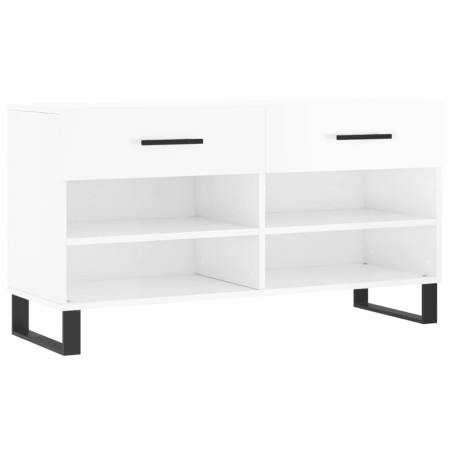 vidaXL Schuhbank Hochglanz-Weiß 102x35x55 cm Holzwerkstoff