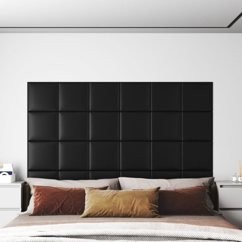 Wandpaneele 12 Stk. Schwarz 30x30 cm Kunstleder 1,08 m² Wandpaneele 12 Stk. Schwarz 30x30 cm Kunstleder 1,08 m²
