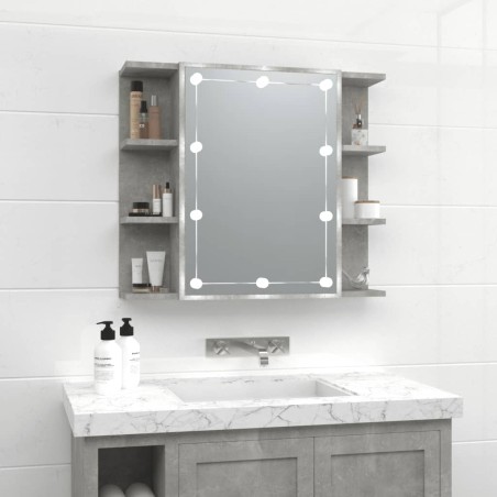 vidaXL Spiegelschrank mit LED Betongrau 70x16,5x60 cm