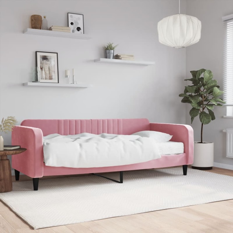 vidaXL Tagesbett mit Matratze Rosa 90x200 cm Samt vidaXL Tagesbett mit Matratze Rosa 90x200 cm Samt