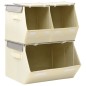 vidaXL 3-tlg. Aufbewahrungsboxen-Set Stapelbar Stoff Grau & Creme vidaXL 3-tlg. Aufbewahrungsboxen-Set Stapelbar Stoff Grau & Creme