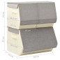 vidaXL 3-tlg. Aufbewahrungsboxen-Set Stapelbar Stoff Grau & Creme vidaXL 3-tlg. Aufbewahrungsboxen-Set Stapelbar Stoff Grau & Creme