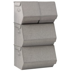 vidaXL 4-tlg. Aufbewahrungsboxen-Set Stapelbar Stoff Grau