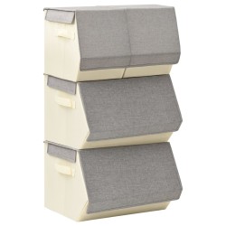 vidaXL 4-tlg. Aufbewahrungsboxen-Set Stapelbar Stoff Grau & Creme