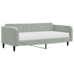 vidaXL Tagesbett mit Matratze Hellgrau 100x200 cm Samt