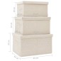 vidaXL 3-tlg. Aufbewahrungsboxen-Set Stapelbar Stoff Creme vidaXL 3-tlg. Aufbewahrungsboxen-Set Stapelbar Stoff Creme
