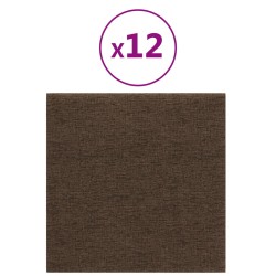 Wandpaneele 12 Stk. Braun 30x30 cm Stoff 1,08 m²