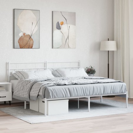 vidaXL Bettgestell mit Kopfteil Metall Weiß 193x203 cm