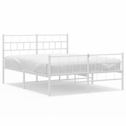 vidaXL Bettgestell mit Kopf- und Fußteil Metall Weiß 140x190 cm