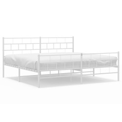 vidaXL Bettgestell mit Kopf- und Fußteil Metall Weiß 183x213 cm