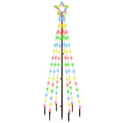vidaXL LED-Weihnachtsbaum mit Erdnägeln Mehrfarbig 108 LEDs 180 cm