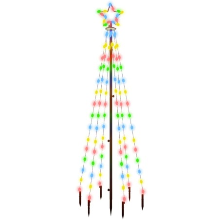 vidaXL LED-Weihnachtsbaum mit Erdnägeln Mehrfarbig 108 LEDs 180 cm