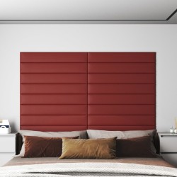 Wandpaneele 12 Stk. Weinrot 90x15 cm Kunstleder 1,62 m²