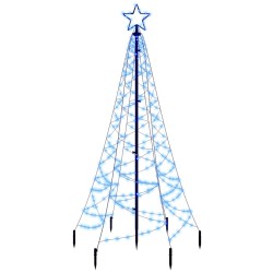 vidaXL LED-Weihnachtsbaum mit Erdnägeln Blau 200 LEDs 180 cm