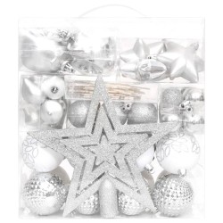 vidaXL 70-tlg. Weihnachtskugel-Set Silbern und Weiß