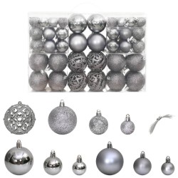 vidaXL Weihnachtskugeln 100 Stk. Grau 3 / 4 / 6 cm
