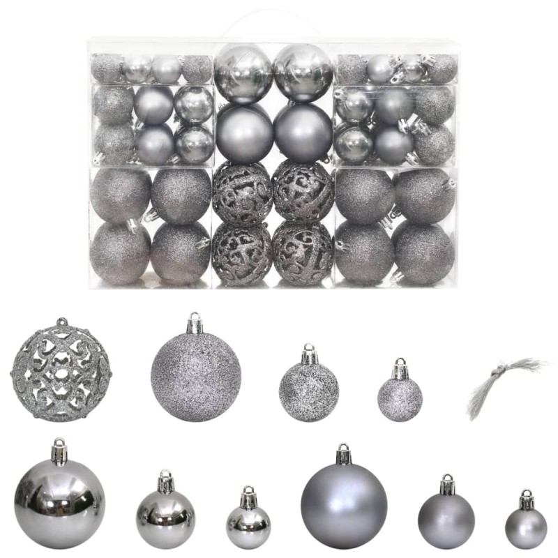 vidaXL Weihnachtskugeln 100 Stk. Grau 3 / 4 / 6 cm vidaXL Weihnachtskugeln 100 Stk. Grau 3 / 4 / 6 cm