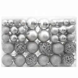 vidaXL 111-tlg. Weihnachtskugel-Set Silbern Polystyrol