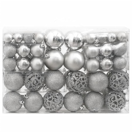 vidaXL 111-tlg. Weihnachtskugel-Set Silbern Polystyrol
