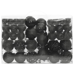 vidaXL 111-tlg. Weihnachtskugel-Set Schwarz Polystyrol