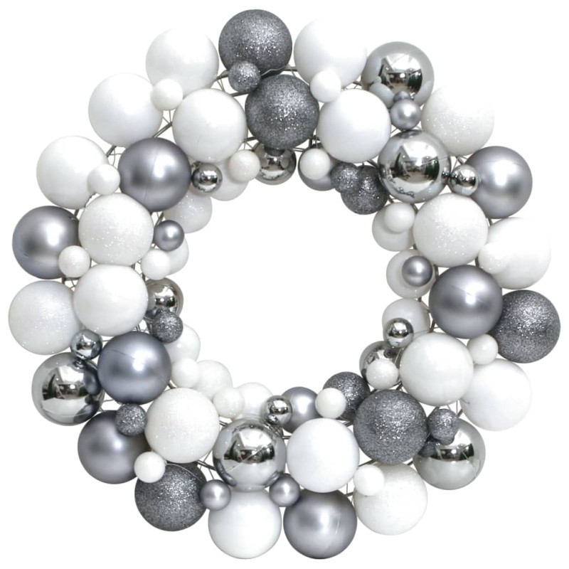 vidaXL Weihnachtskranz Weiß und Grau 45 cm Polystyrol vidaXL Weihnachtskranz Weiß und Grau 45 cm Polystyrol