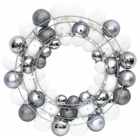 vidaXL Weihnachtskranz Weiß und Grau 45 cm Polystyrol