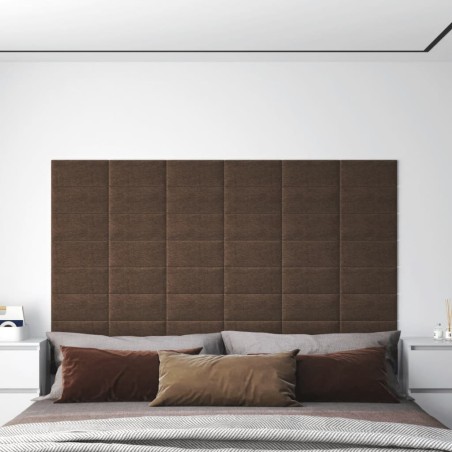vidaXL Wandpaneele 12 Stk. Braun 30x15 cm Stoff 0,54 m²