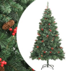vidaXL Künstlicher Weihnachtsbaum Klappbar mit Zapfen & Beeren 210 cm