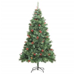 vidaXL Künstlicher Weihnachtsbaum Klappbar mit Zapfen & Beeren 240 cm