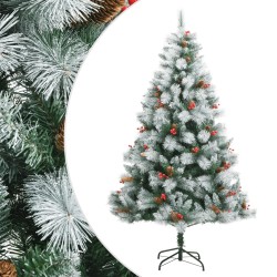 vidaXL Künstlicher Weihnachtsbaum Klappbar mit Zapfen & Beeren 180 cm