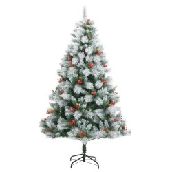 vidaXL Künstlicher Weihnachtsbaum Klappbar mit Zapfen & Beeren 210 cm
