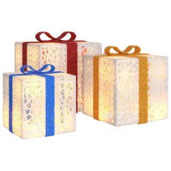 vidaXL Beleuchtete Geschenkboxen 3 Stk. 64 LEDs Warmweiß