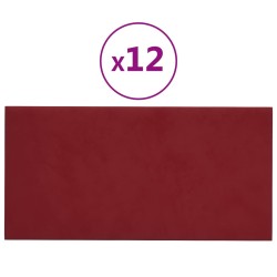 Wandpaneele 12 Stk. Weinrot 30x15 cm Samt 0,54 m²