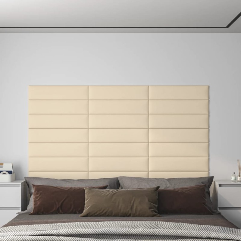 Wandpaneele 12 Stk. Creme 60x15 cm Stoff 1,08 m² Wandpaneele 12 Stk. Creme 60x15 cm Stoff 1,08 m²