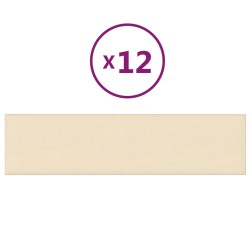Wandpaneele 12 Stk. Creme 60x15 cm Stoff 1,08 m²