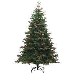 vidaXL Künstlicher Weihnachtsbaum Klappbar mit Zapfen & Beeren 180 cm