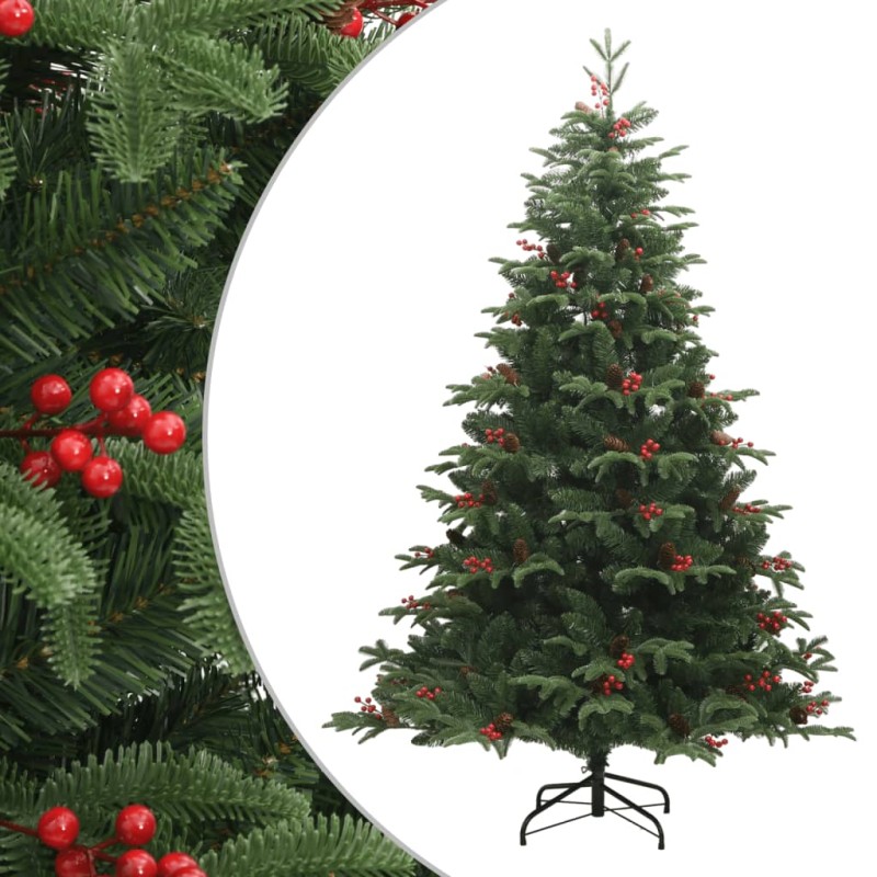 vidaXL Künstlicher Weihnachtsbaum Klappbar mit Zapfen & Beeren 210 cm vidaXL Künstlicher Weihnachtsbaum Klappbar mit Zapfen & Beeren 210 cm