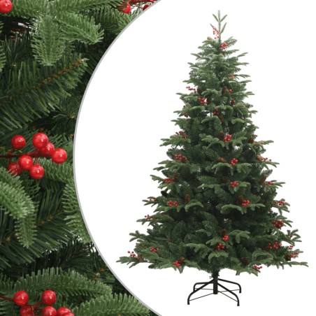 vidaXL Künstlicher Weihnachtsbaum Klappbar mit Zapfen & Beeren 210 cm