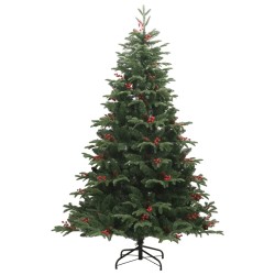 vidaXL Künstlicher Weihnachtsbaum Klappbar mit Zapfen & Beeren 210 cm