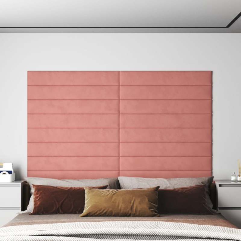 Wandpaneele 12 Stk. Rosa 90x15 cm Samt 1,62 m² Wandpaneele 12 Stk. Rosa 90x15 cm Samt 1,62 m²