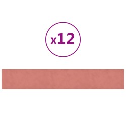 Wandpaneele 12 Stk. Rosa 90x15 cm Samt 1,62 m²
