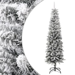vidaXL Künstlicher Weihnachtsbaum Beschneit Schlank 210 cm PVC&PE