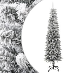 vidaXL Künstlicher Weihnachtsbaum Beschneit Schlank 240 cm PVC&PE