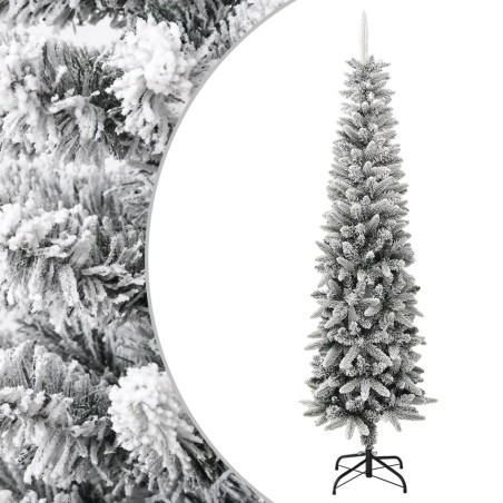 vidaXL Künstlicher Weihnachtsbaum Beschneit Schlank 240 cm PVC&PE