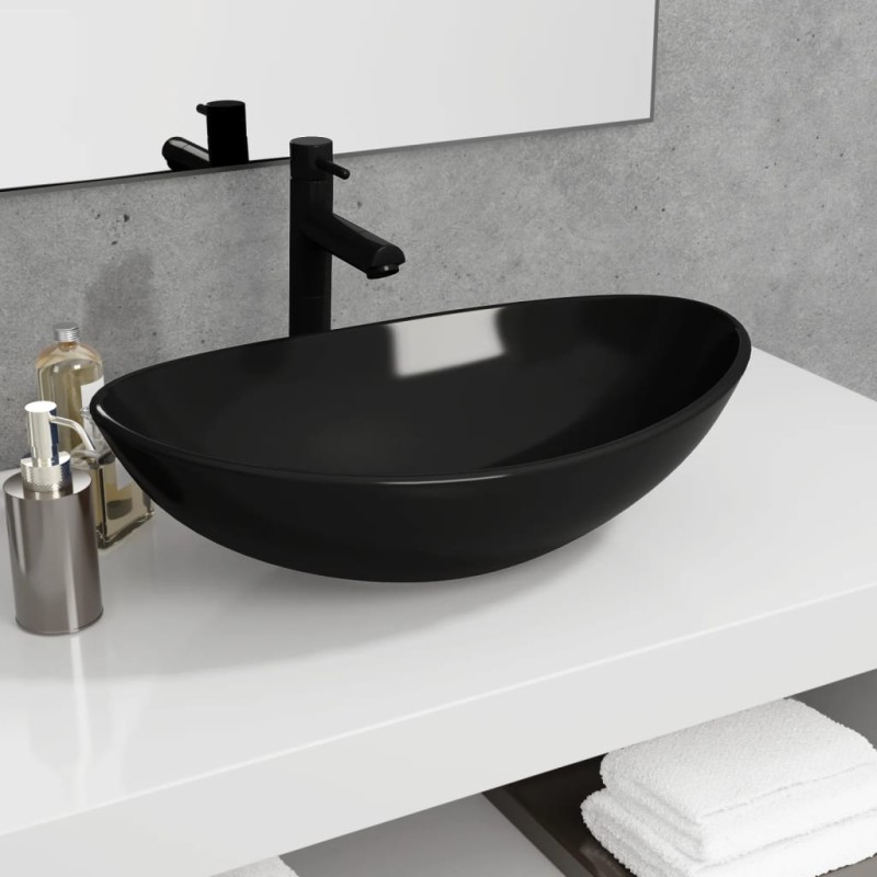 vidaXL Waschbecken Hartglas 54,5x35x15,5 cm Schwarz vidaXL Waschbecken Hartglas 54,5x35x15,5 cm Schwarz