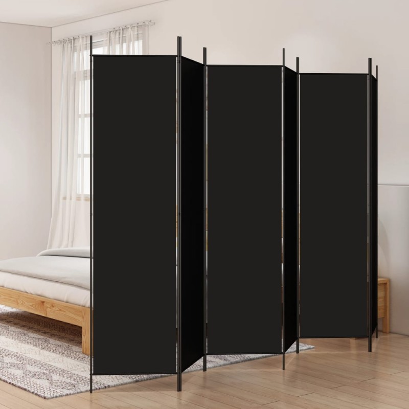 vidaXL 6-tlg. Paravent Schwarz 300x200 cm Stoff vidaXL 6-tlg. Paravent Schwarz 300x200 cm Stoff